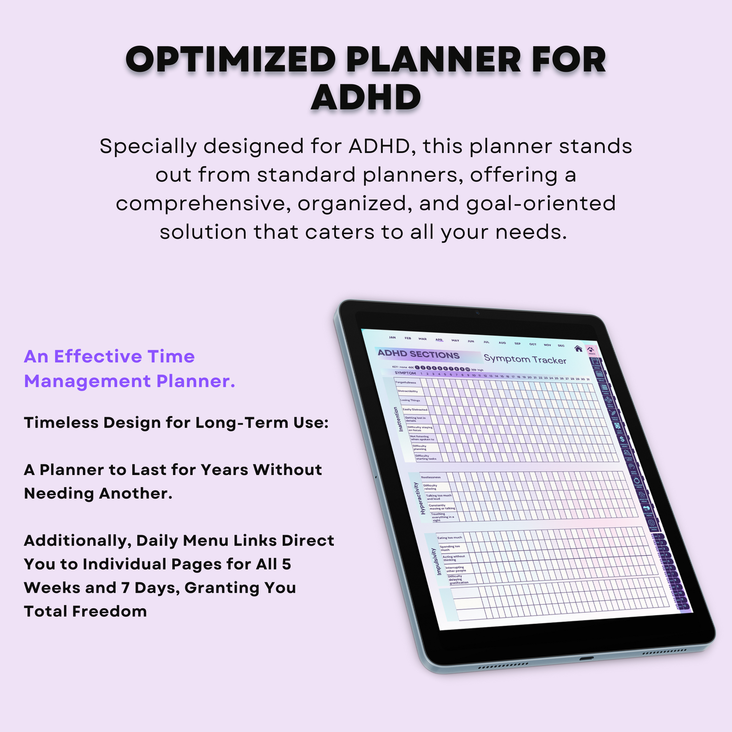 ADHD Digital Planner, GoodNotes Planner