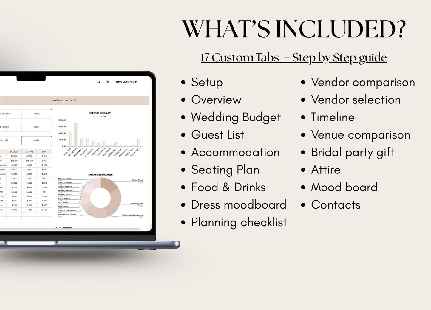 Golden Day™ - Wedding Planner Sheet & Budget Tracker | Works With Google Sheet