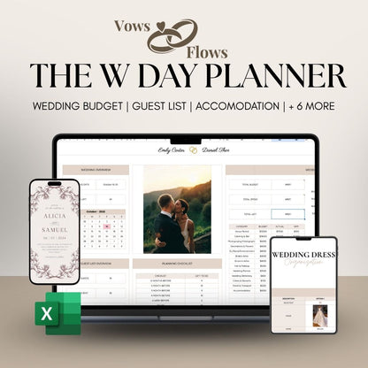 Golden Day™ - Wedding Planner Sheet & Budget Tracker | Works With Google Sheet
