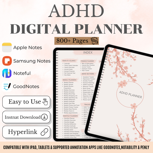 The All-in-One ADHD Planner: Your Complete System for Clarity & Control | Undated, Hyperlinked for iPad & Android