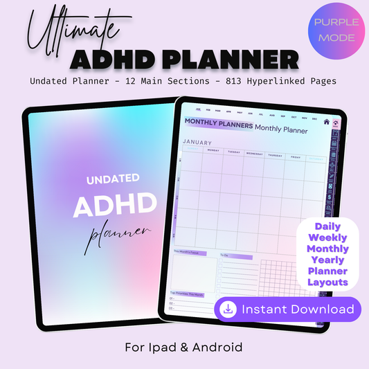 ADHD Digital Planner, GoodNotes Planner