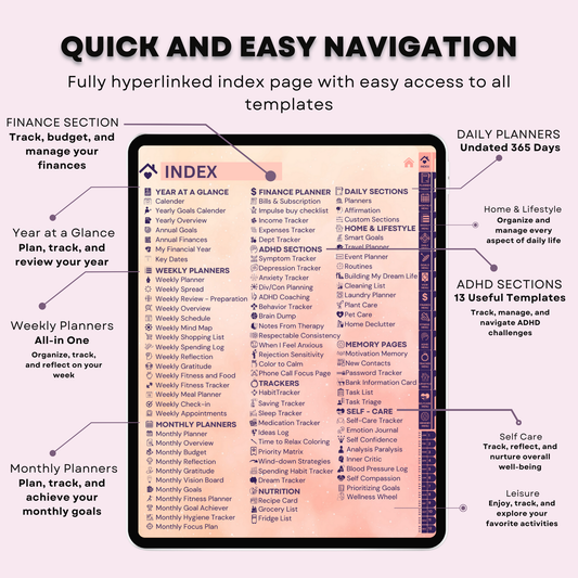The Mindful ADHD Planner: Find Your Flow & Balance | Boho Aesthetic, Hyperlinked for iPad & Android