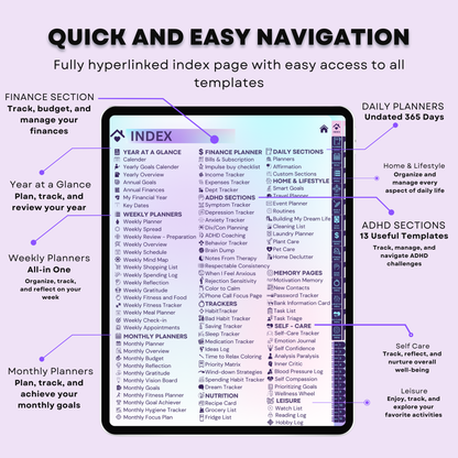 ADHD Digital Planner, GoodNotes Planner