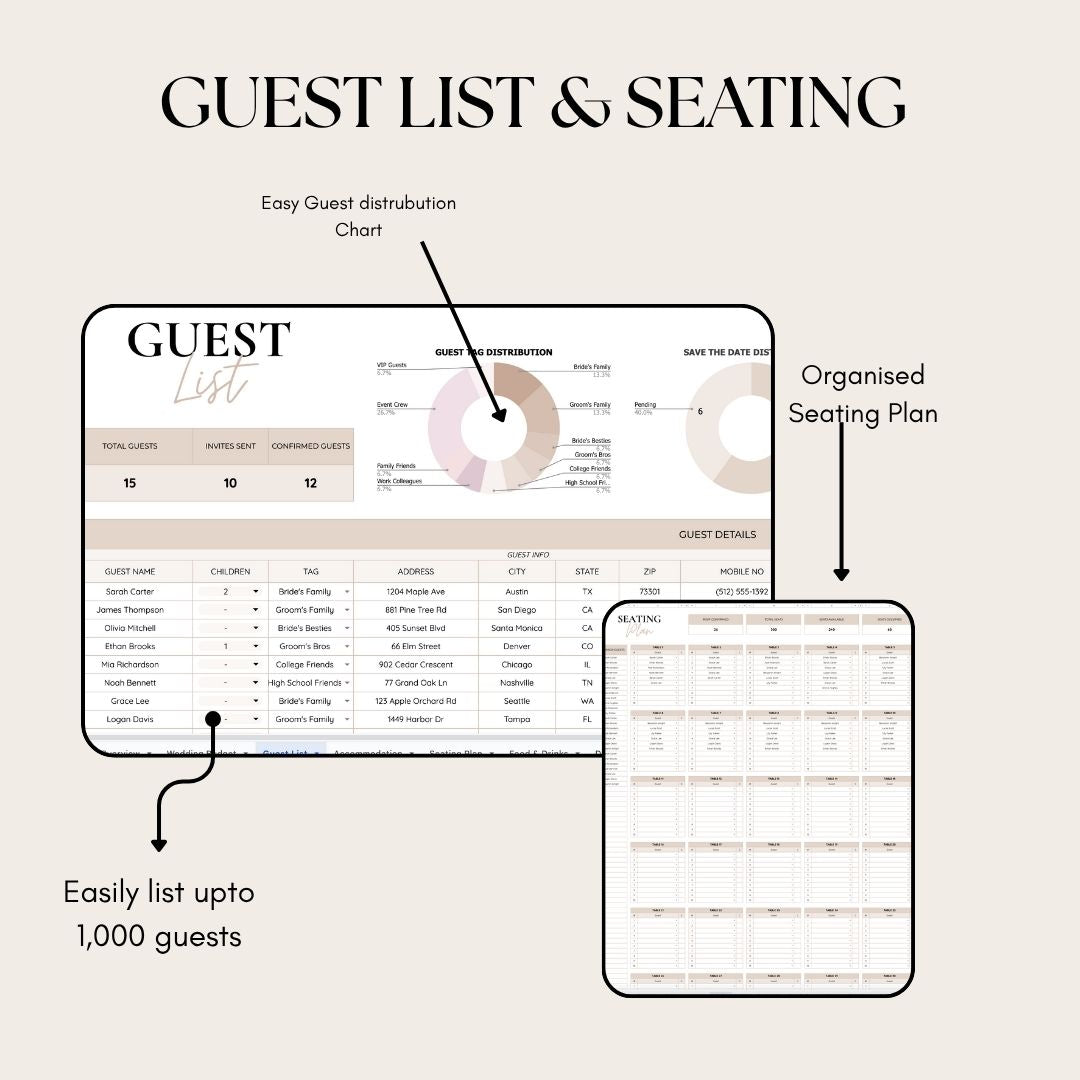 Golden Day™ - Wedding Planner Sheet & Budget Tracker | Works With Google Sheet