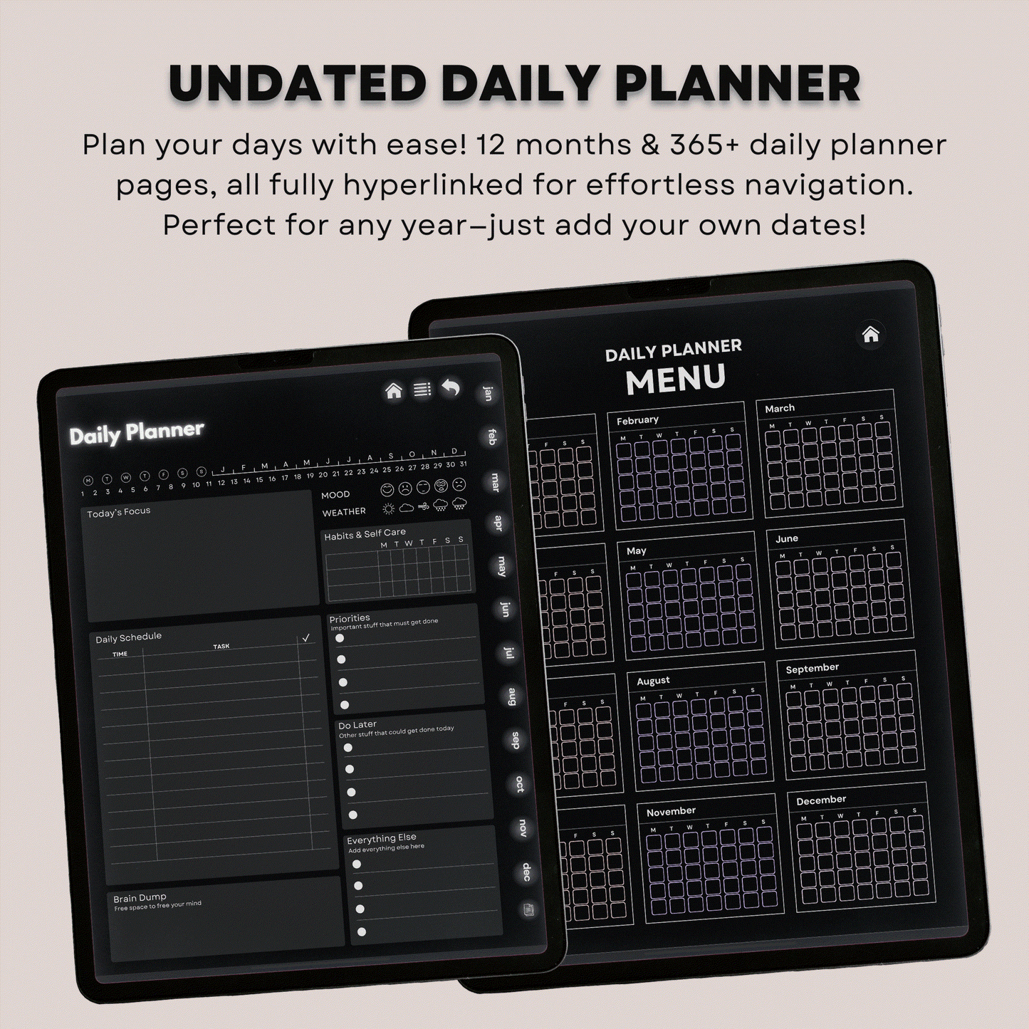 The ADHD Planner: Finally Find Your Focus | Hyperlinked Dark Mode for iPad & Android