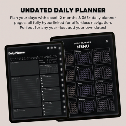The ADHD Planner: Finally Find Your Focus | Hyperlinked Dark Mode for iPad & Android