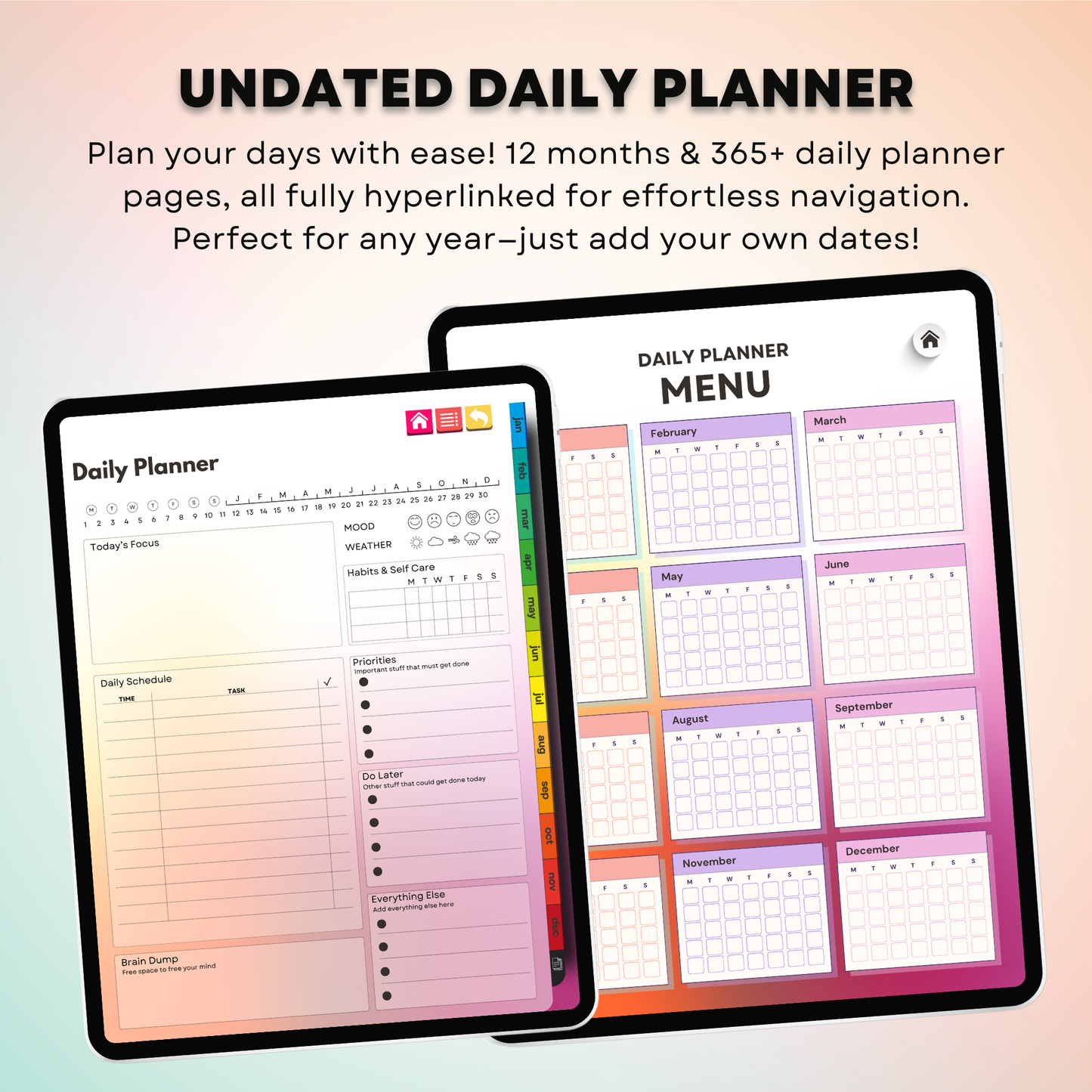 The Vibrant ADHD Planner: Spark Your Motivation | Colorful & Hyperlinked for iPad & Android