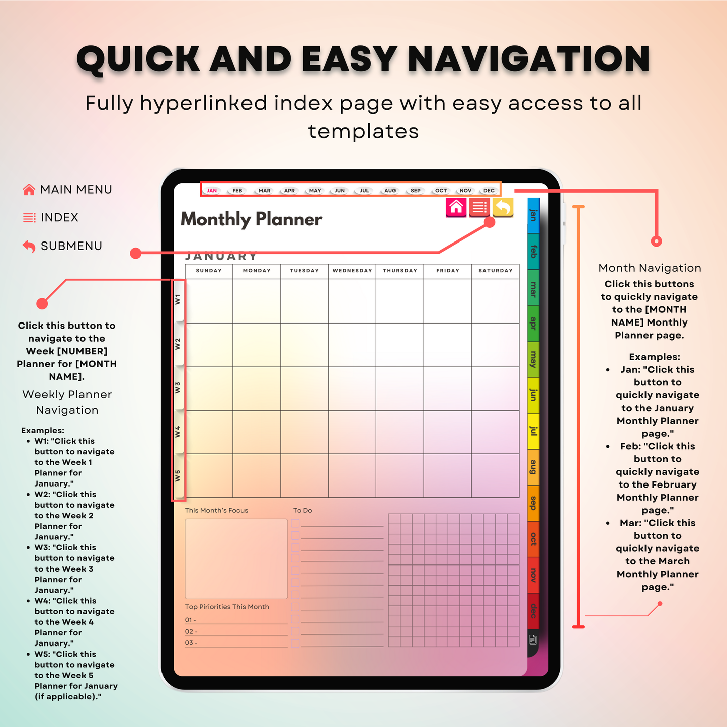 The Vibrant ADHD Planner: Spark Your Motivation | Colorful & Hyperlinked for iPad & Android
