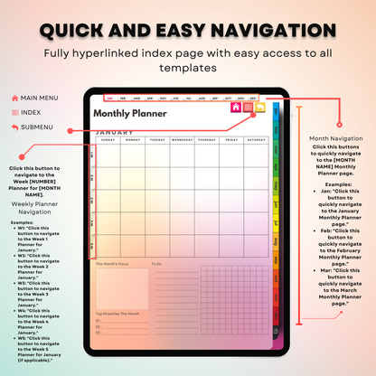 The Vibrant ADHD Planner: Spark Your Motivation | Colorful & Hyperlinked for iPad & Android