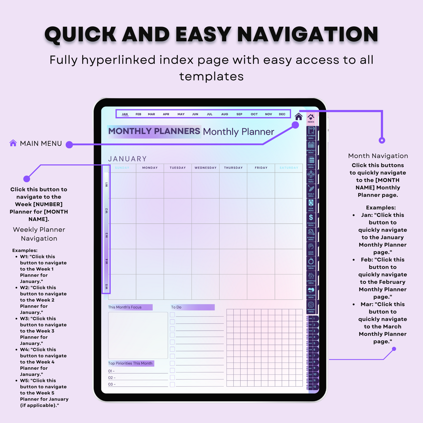 ADHD Digital Planner, GoodNotes Planner