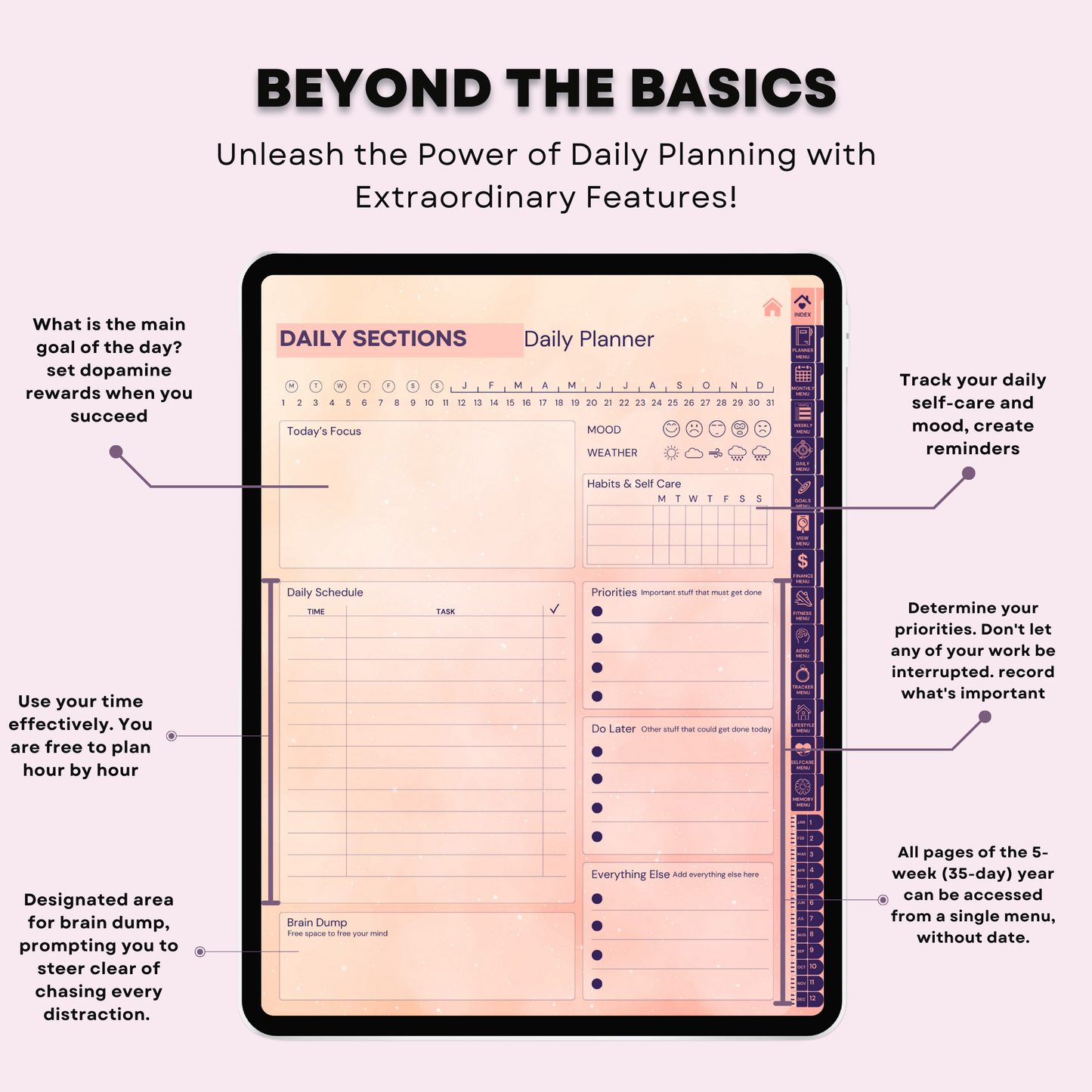 The Mindful ADHD Planner: Find Your Flow & Balance | Boho Aesthetic, Hyperlinked for iPad & Android