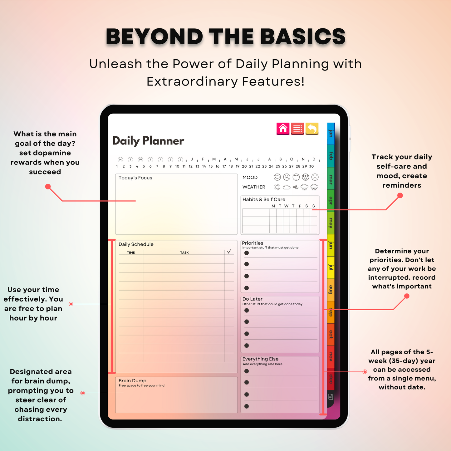 The Vibrant ADHD Planner: Spark Your Motivation | Colorful & Hyperlinked for iPad & Android