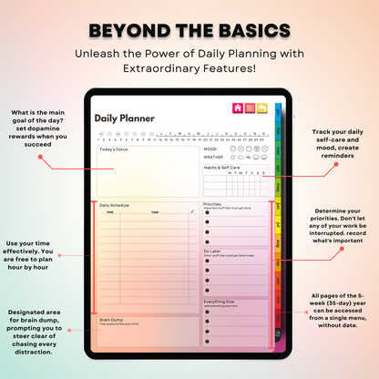 The Vibrant ADHD Planner: Spark Your Motivation | Colorful & Hyperlinked for iPad & Android