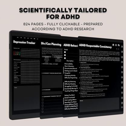 The ADHD Planner: Finally Find Your Focus | Hyperlinked Dark Mode for iPad & Android