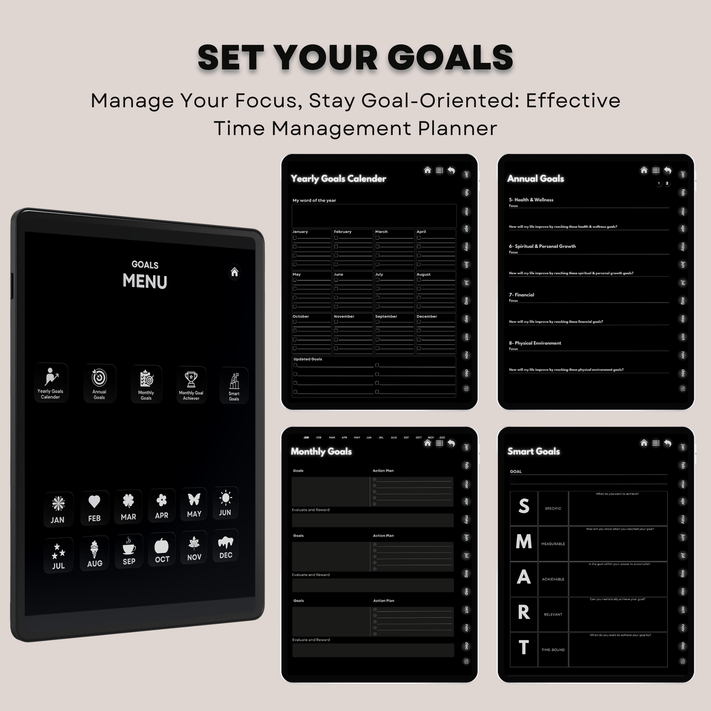 The ADHD Planner: Finally Find Your Focus | Hyperlinked Dark Mode for iPad & Android