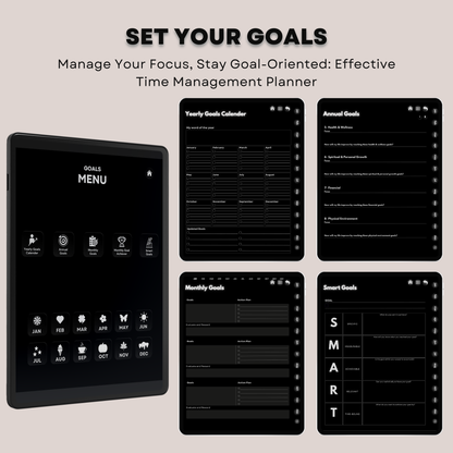 The ADHD Planner: Finally Find Your Focus | Hyperlinked Dark Mode for iPad & Android