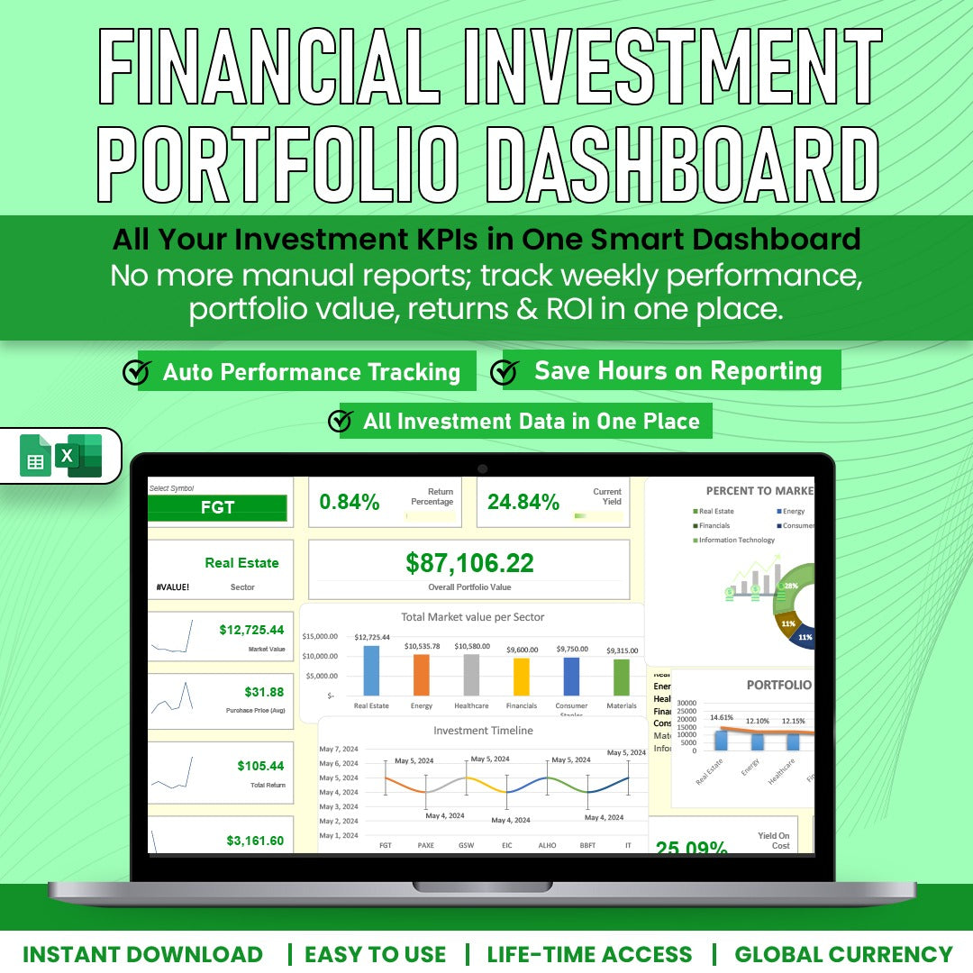 Financial Investment Portfolio Dasboard Template