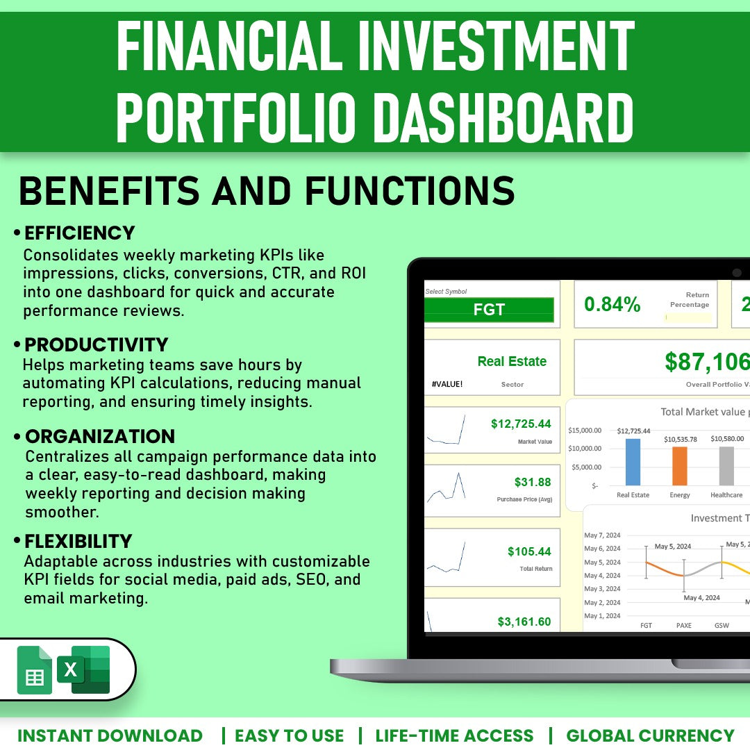 Financial Investment Portfolio Dasboard Template