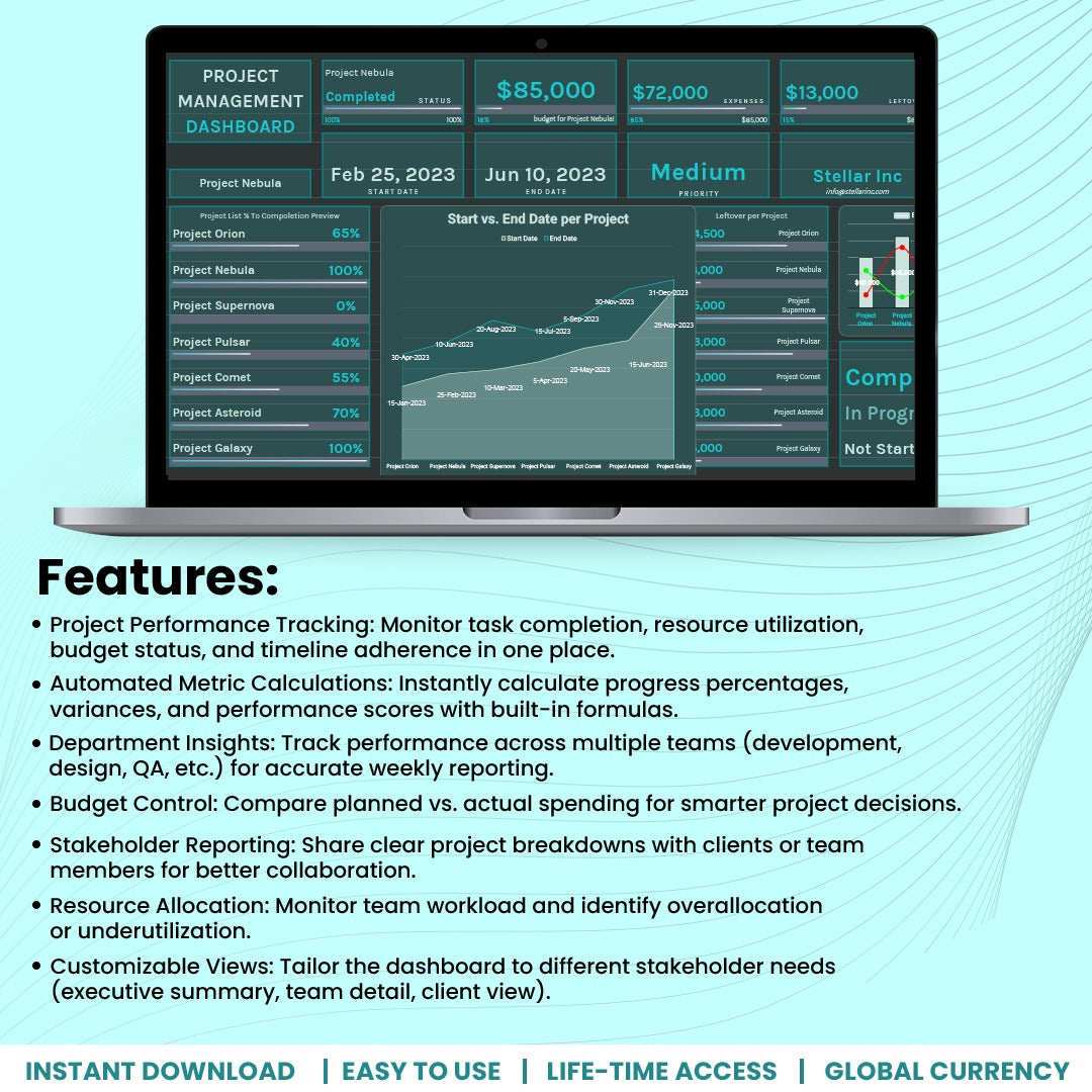 Project Managemnet Dashboard Template