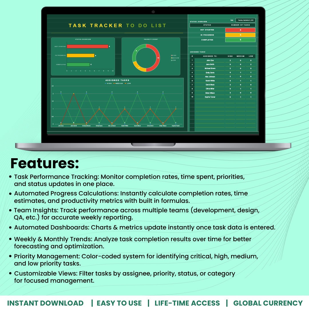 Task Tracker To do List Dashboard Template