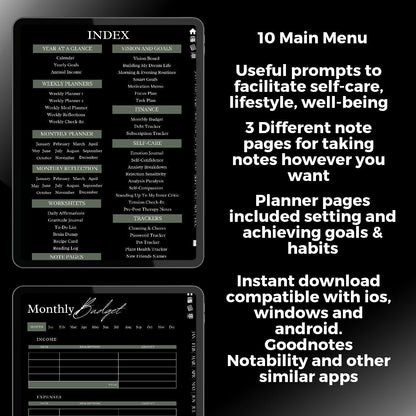 The Midnight ADHD Planner: Find Your Clarity in the Quiet | Dark Mode, Hyperlinked for iPad & Android
