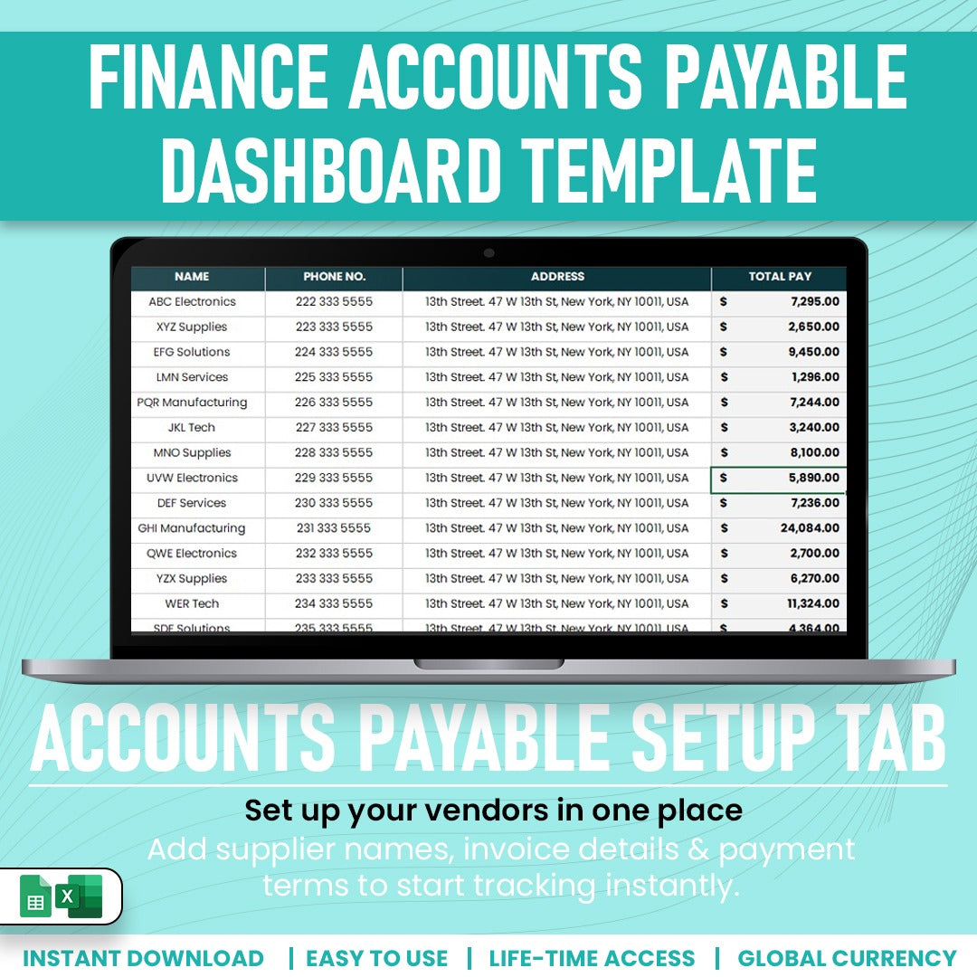 Finance Accounts Payable Dashboard Template