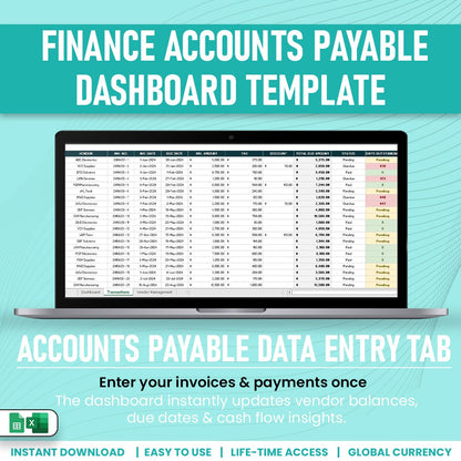Finance Accounts Payable Dashboard Template