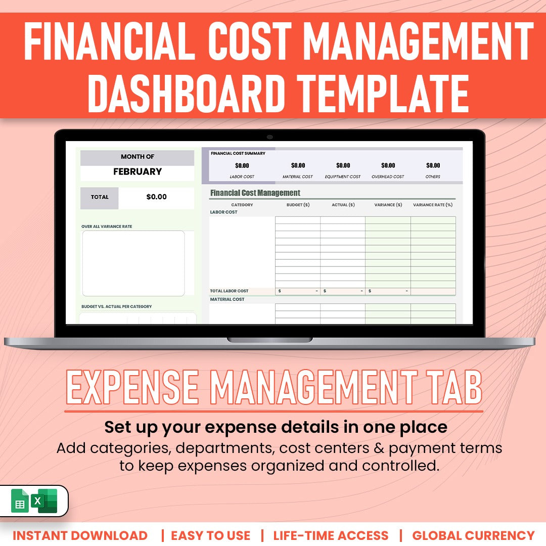 Financial Cost Management Dashbard Template