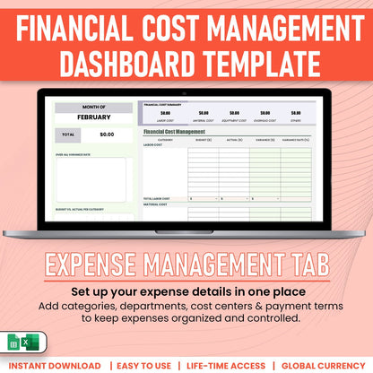 Financial Cost Management Dashbard Template