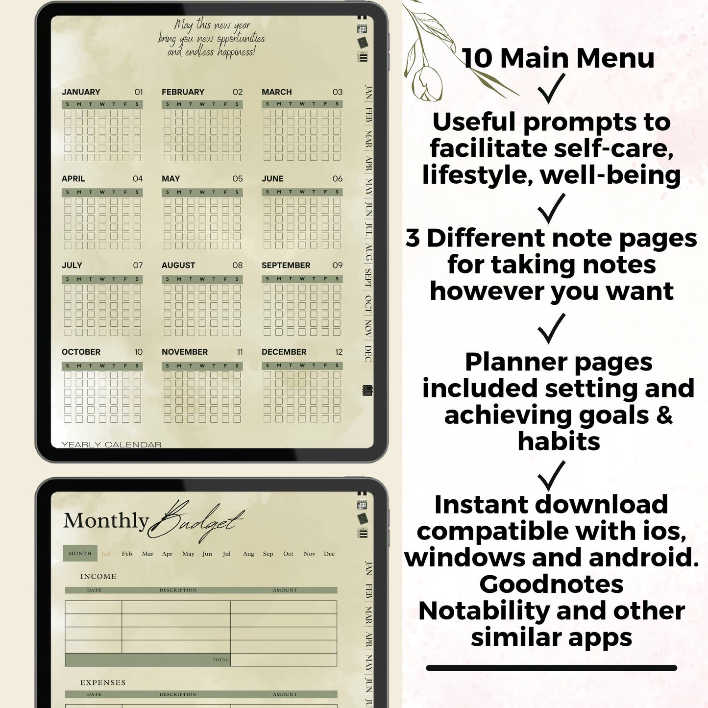 The Evergreen ADHD Planner: Find Your Natural Balance & Focus | Green Mode, Hyperlinked for iPad & Android
