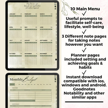 The Evergreen ADHD Planner: Find Your Natural Balance & Focus | Green Mode, Hyperlinked for iPad & Android