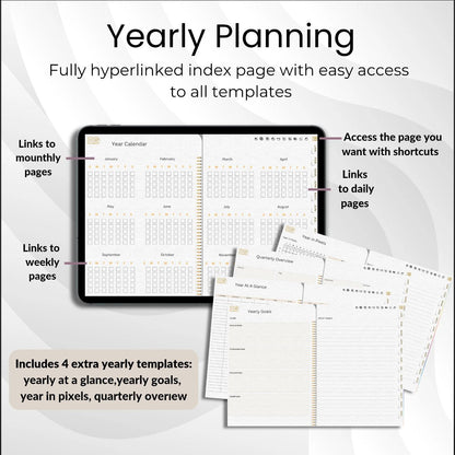 The Legacy Digital Planner: Craft a Life of Elegance & Intention | White & Gold, Horizontal, Hyperlinked