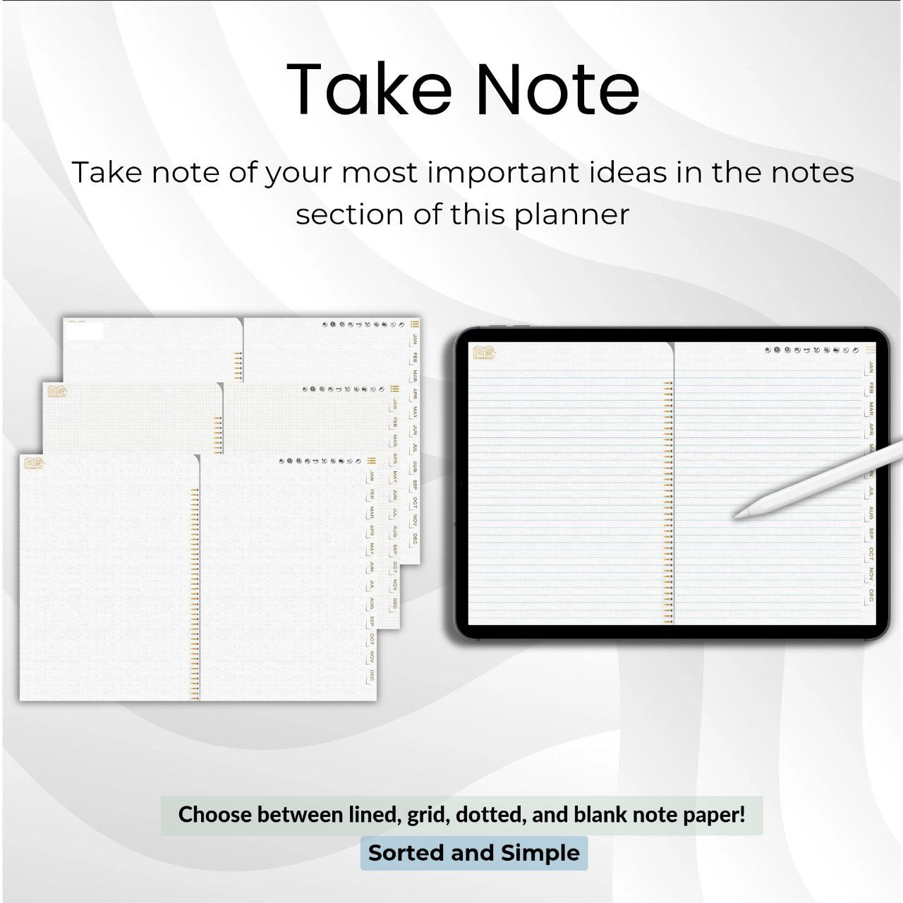 The Legacy Digital Planner: Craft a Life of Elegance & Intention | White & Gold, Horizontal, Hyperlinked