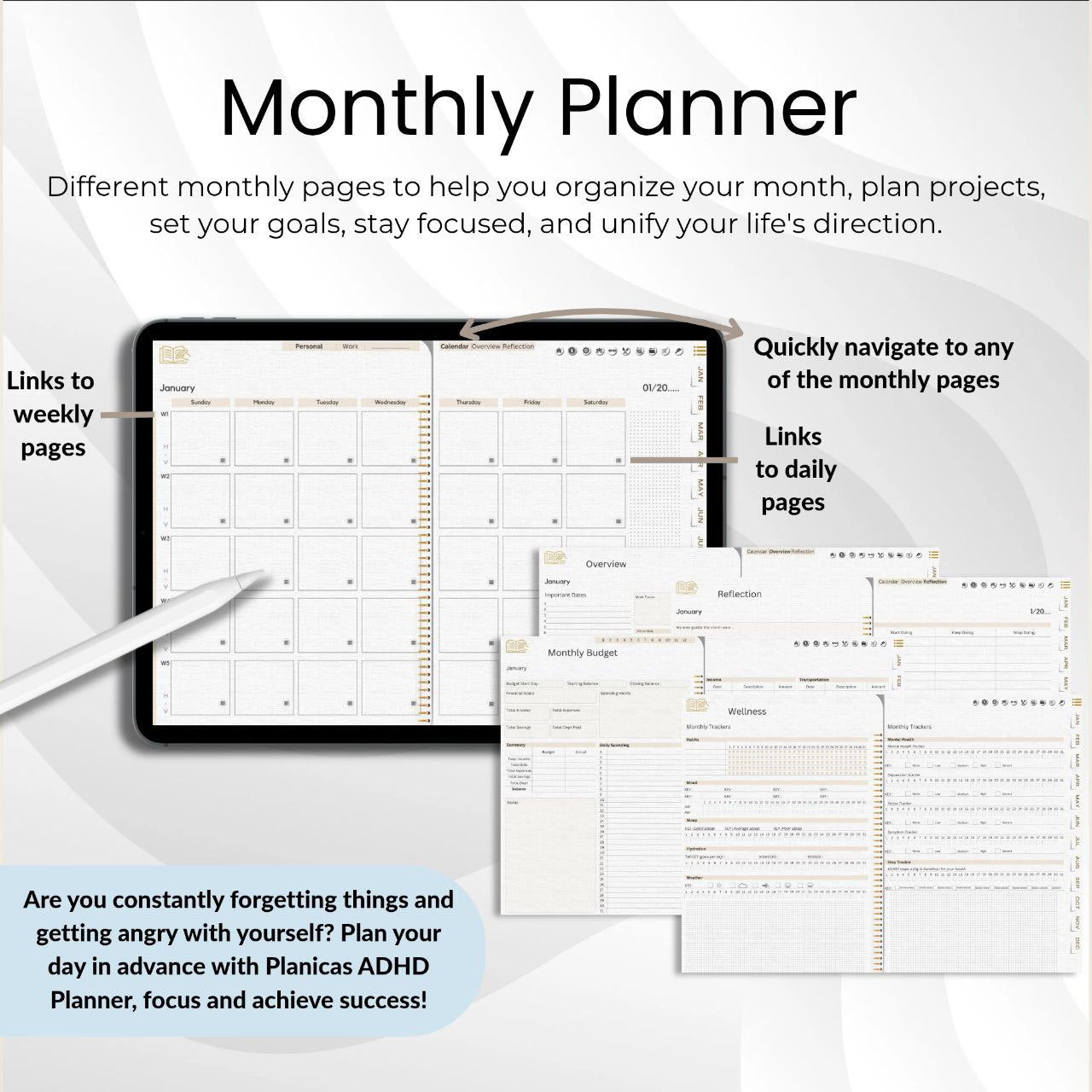 The Legacy Digital Planner: Craft a Life of Elegance & Intention | White & Gold, Horizontal, Hyperlinked