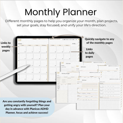 The Legacy Digital Planner: Craft a Life of Elegance & Intention | White & Gold, Horizontal, Hyperlinked