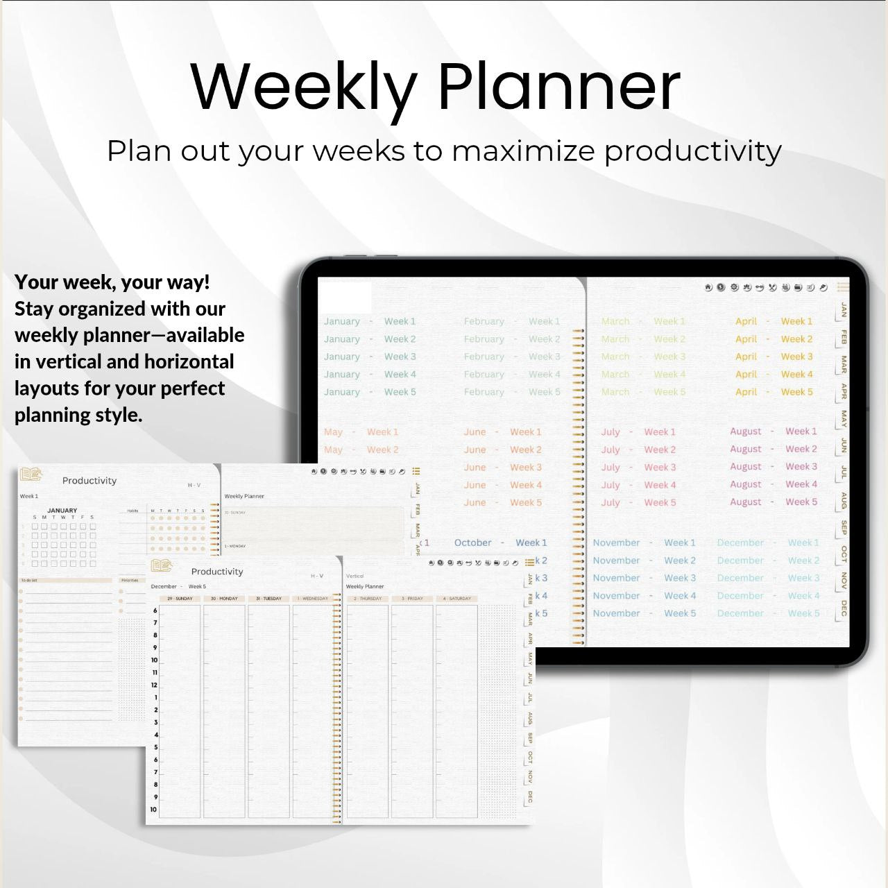 The Legacy Digital Planner: Craft a Life of Elegance & Intention | White & Gold, Horizontal, Hyperlinked