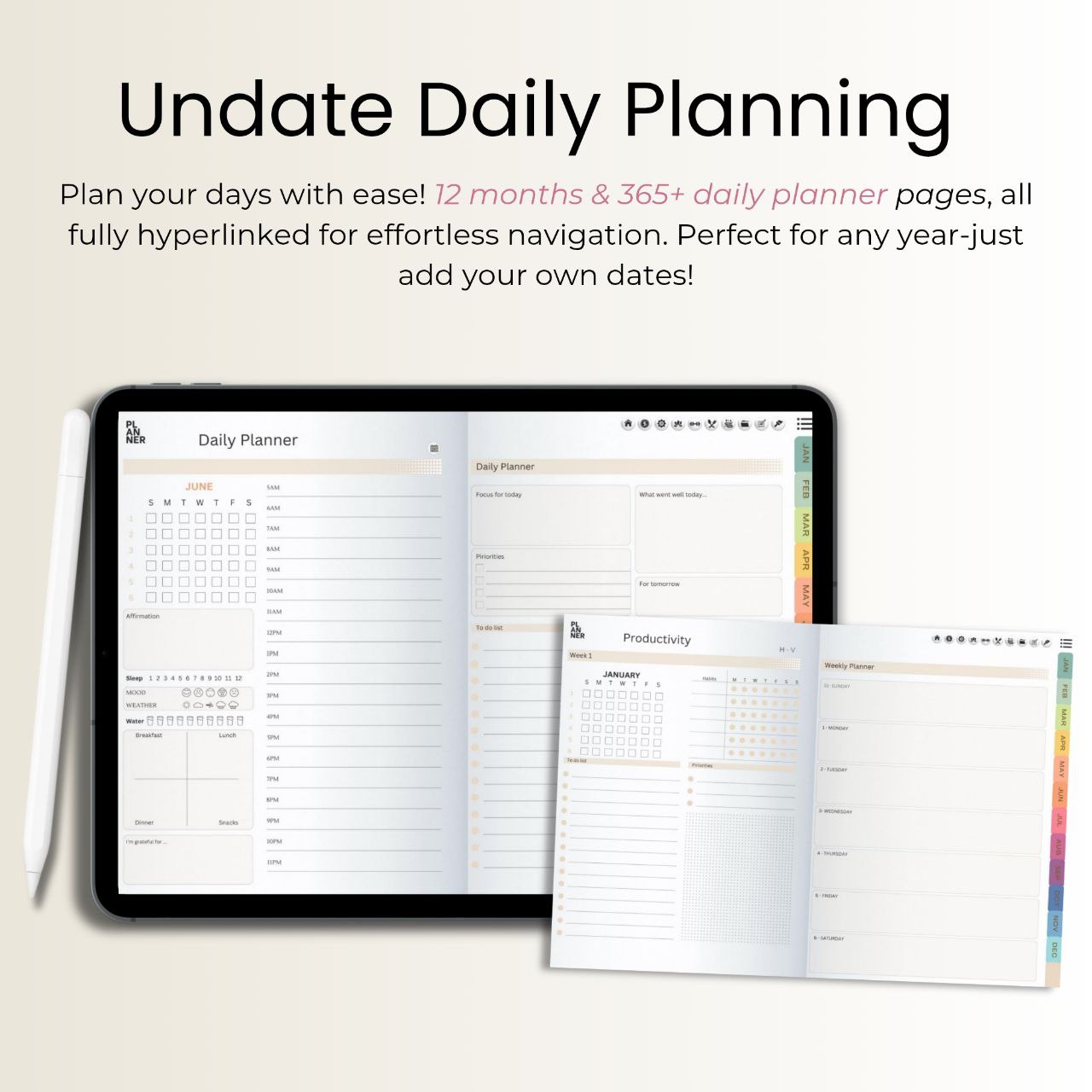 The Minimalist's Digital Planner: Your Blueprint for a Decluttered Life | Gray, Horizontal & Hyperlinked