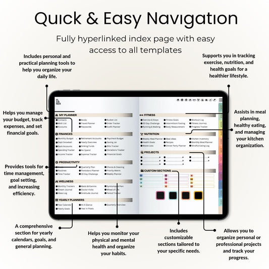 The Minimalist's Digital Planner: Your Blueprint for a Decluttered Life | Gray, Horizontal & Hyperlinked