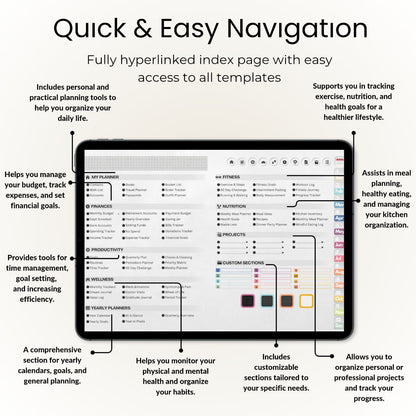The Minimalist's Digital Planner: Your Blueprint for a Decluttered Life | Gray, Horizontal & Hyperlinked
