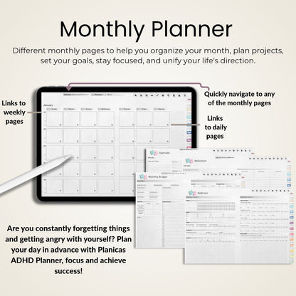 The Minimalist's Digital Planner: Your Blueprint for a Decluttered Life | Gray, Horizontal & Hyperlinked