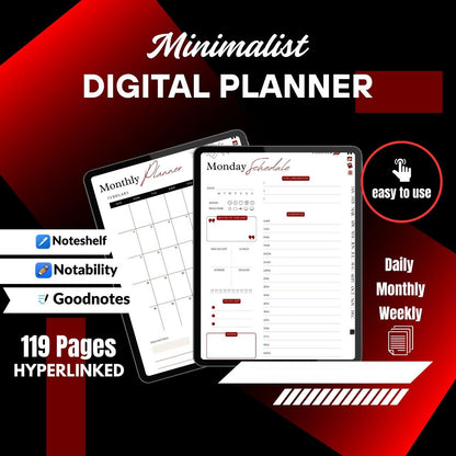The Executive ADHD Planner: Execute with Precision | Black & Red Hyperlinked for iPad & Android