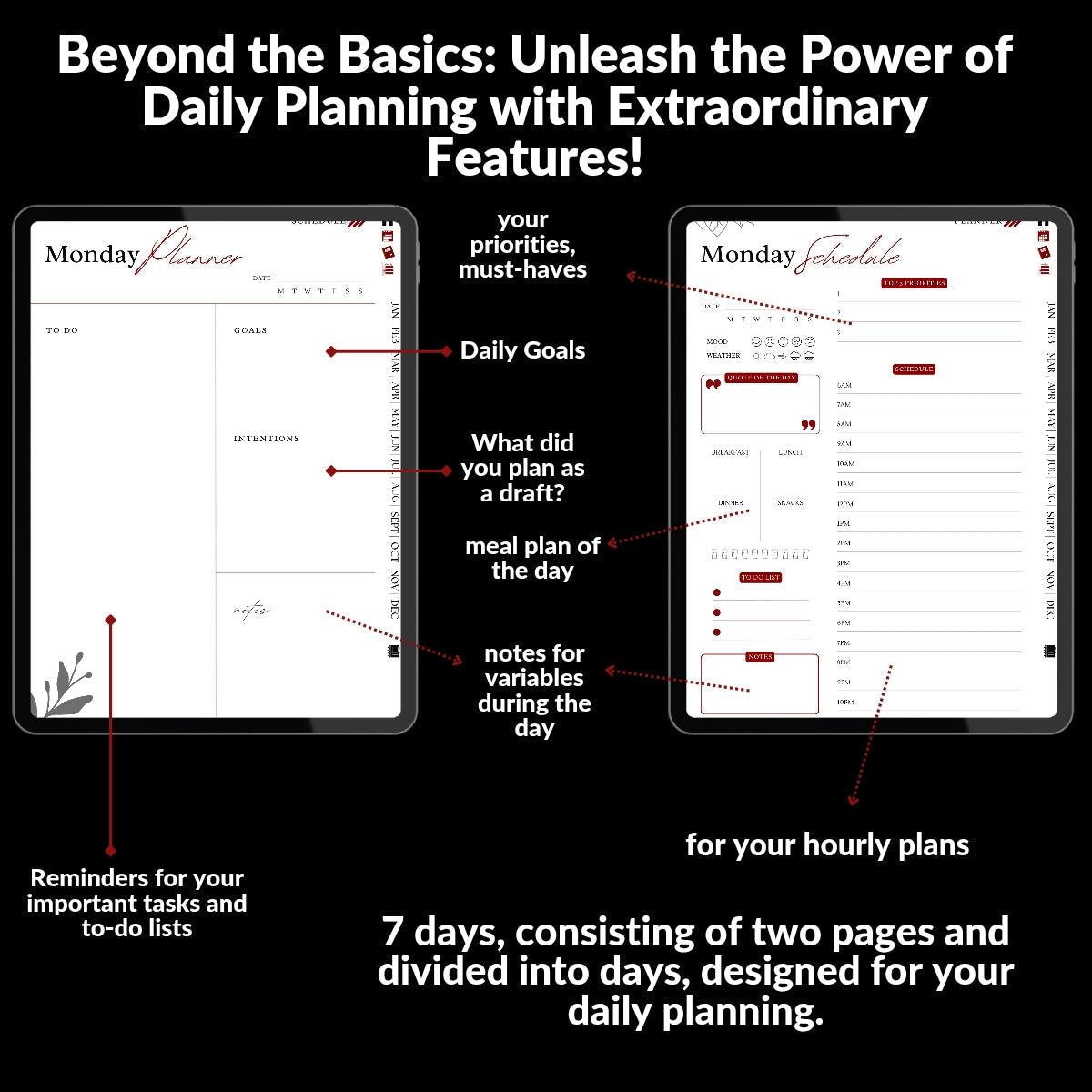 The Executive ADHD Planner: Execute with Precision | Black & Red Hyperlinked for iPad & Android
