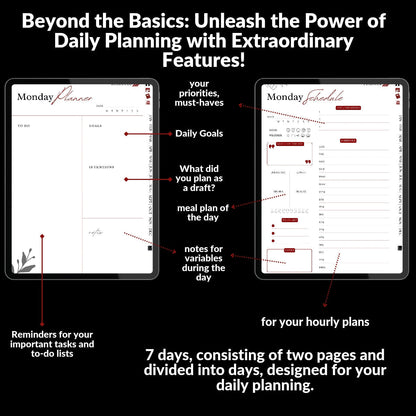 The Executive ADHD Planner: Execute with Precision | Black & Red Hyperlinked for iPad & Android