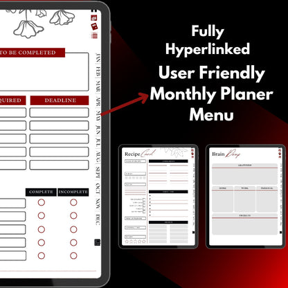 The Executive ADHD Planner: Execute with Precision | Black & Red Hyperlinked for iPad & Android