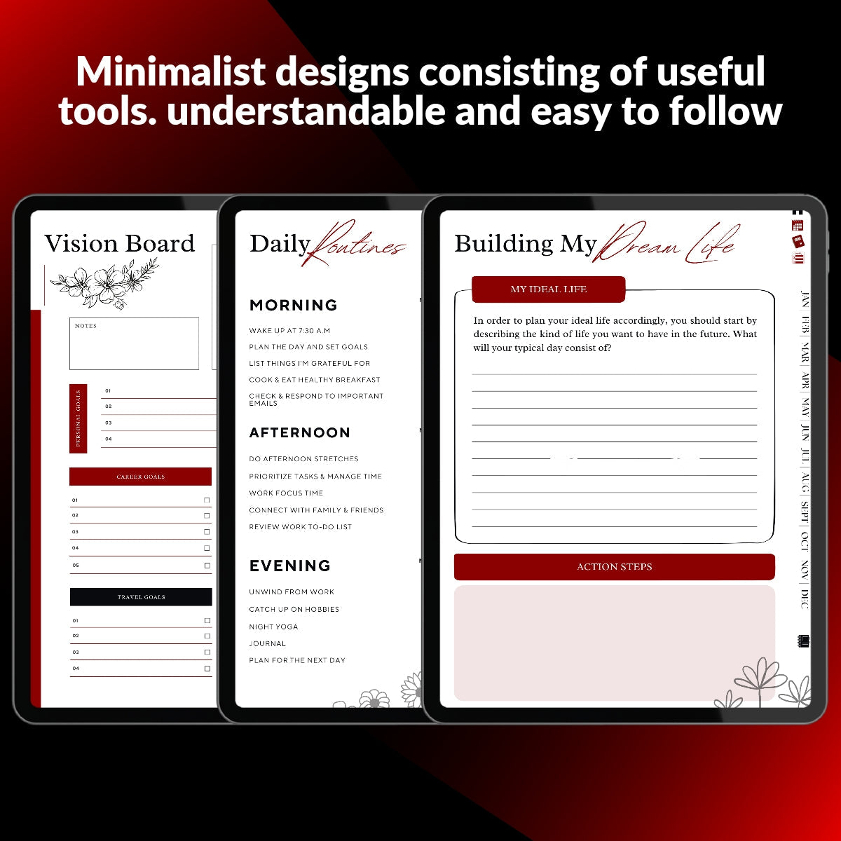 The Executive ADHD Planner: Execute with Precision | Black & Red Hyperlinked for iPad & Android