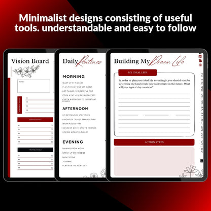 The Executive ADHD Planner: Execute with Precision | Black & Red Hyperlinked for iPad & Android