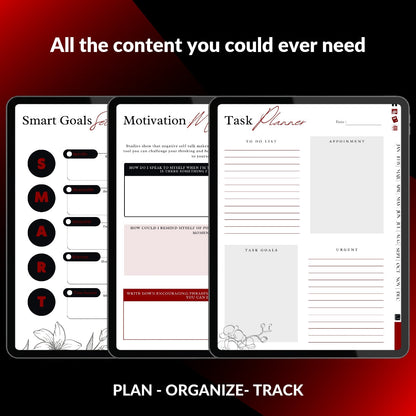 The Executive ADHD Planner: Execute with Precision | Black & Red Hyperlinked for iPad & Android