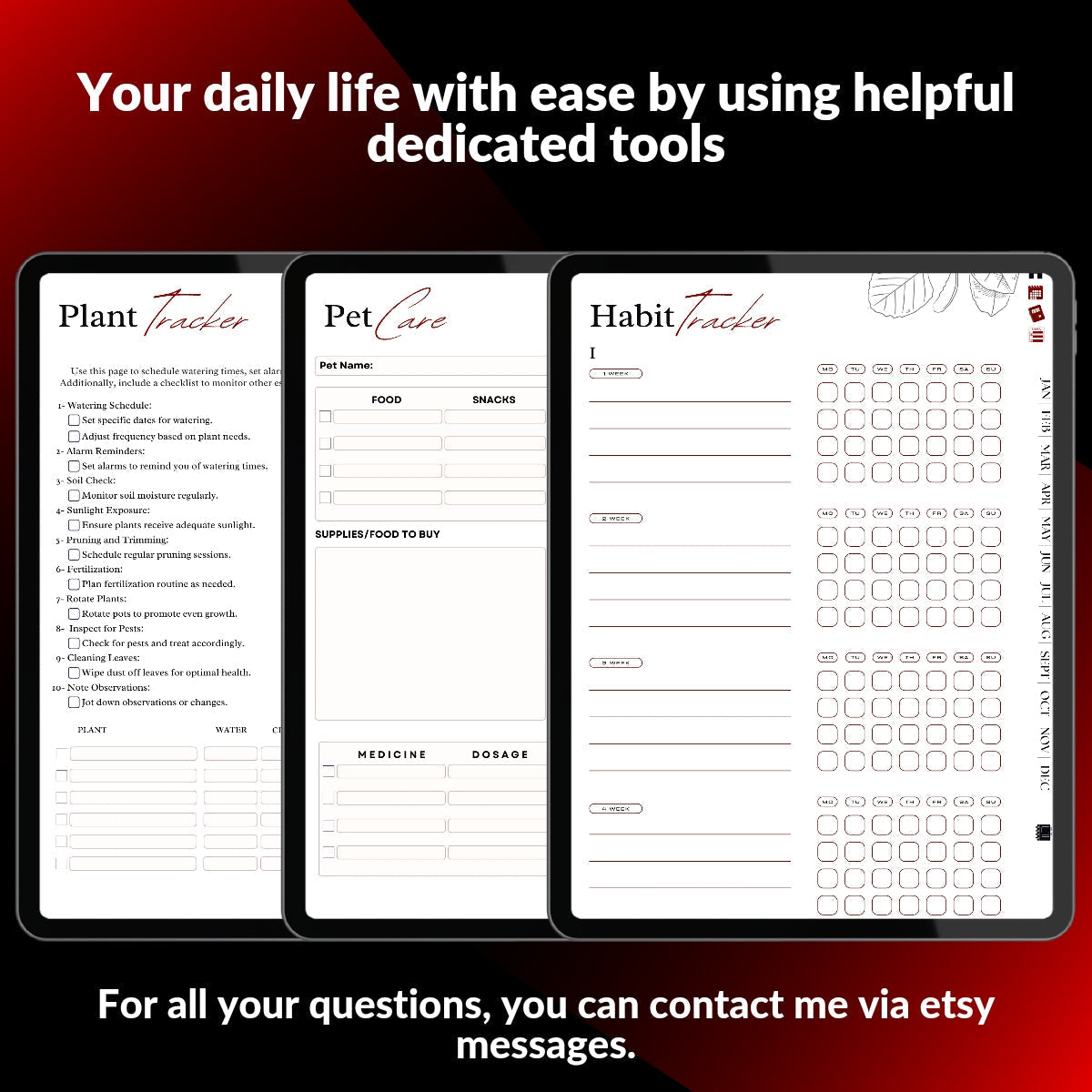 The Executive ADHD Planner: Execute with Precision | Black & Red Hyperlinked for iPad & Android