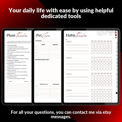 The Executive ADHD Planner: Execute with Precision | Black & Red Hyperlinked for iPad & Android