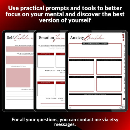 The Executive ADHD Planner: Execute with Precision | Black & Red Hyperlinked for iPad & Android